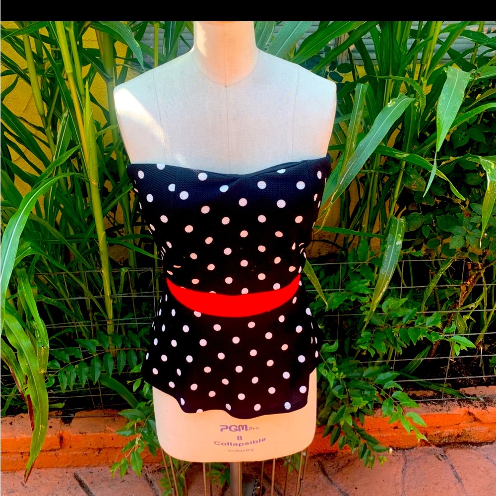Strapless polka dot top